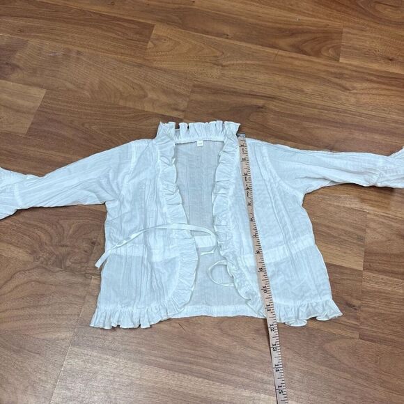Bug Zoo Girls White Ruffled Long Sleeve Cotton Wrap Top Size Toddler 1 year - Picture 8 of 11
